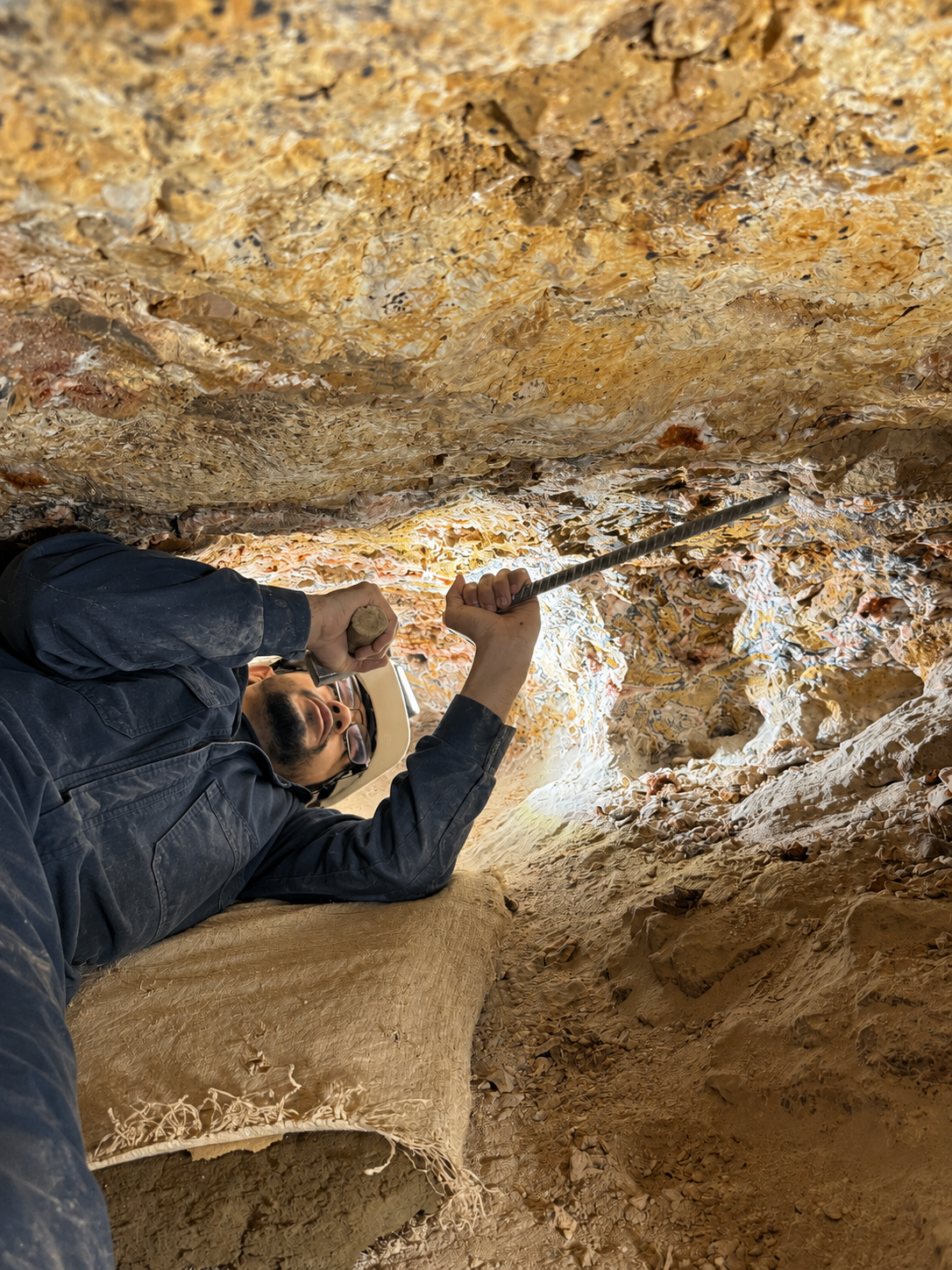 Miner working inside a Moroccan mine