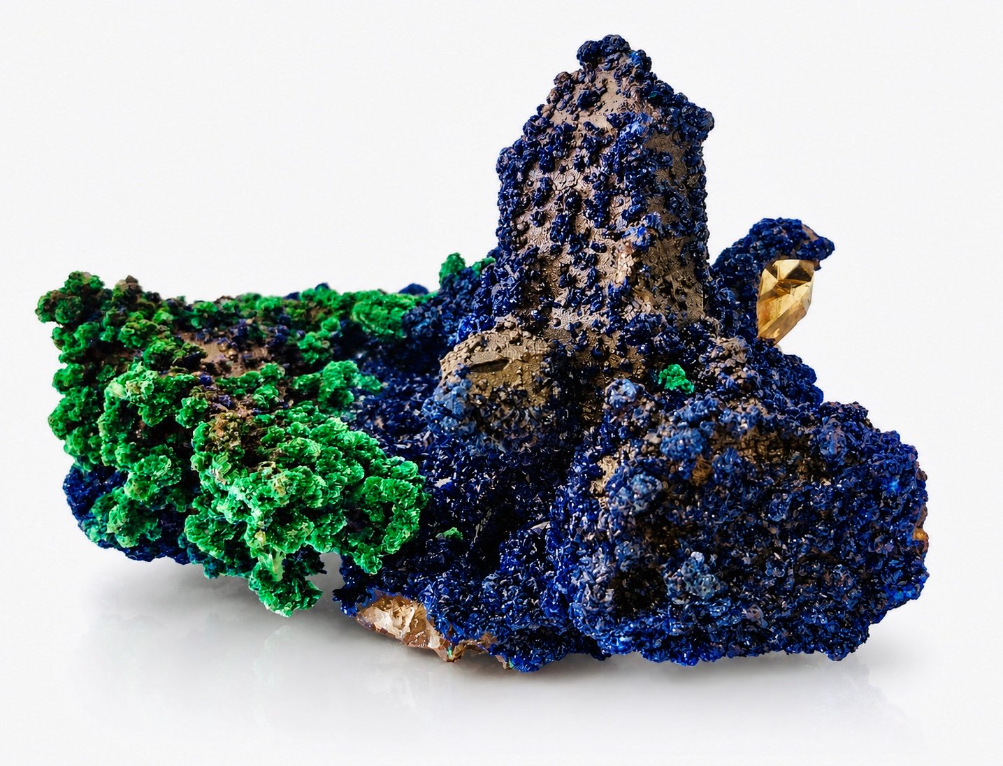 Azurite and Malachite  on Quartz